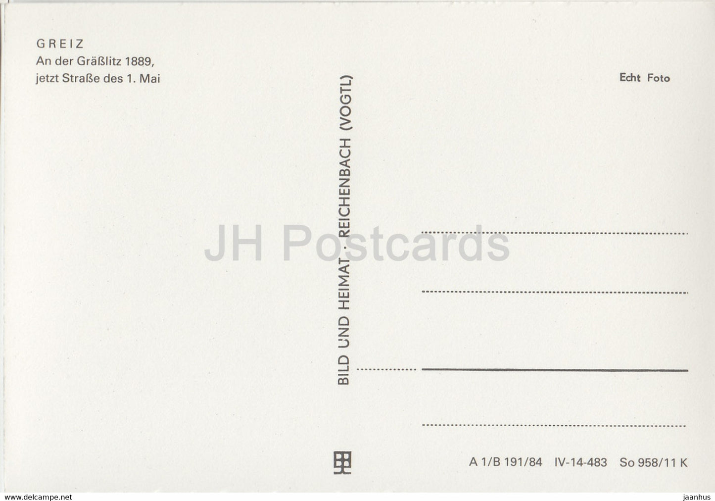 Greiz - An der Grasslitz 1889 - Historische Fotografien - DDR Germany - unused