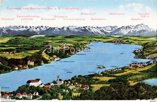 Panorama vom Starnberger See a d Vogelschau - old postcard - 1924 - Germany - used - JH Postcards