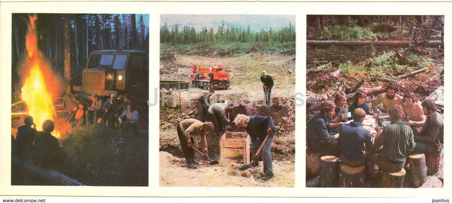 loggers team - 1 - BAM - Baikal-Amur Mainline , construction of the railway - 1978 - Russia USSR - unused - JH Postcards