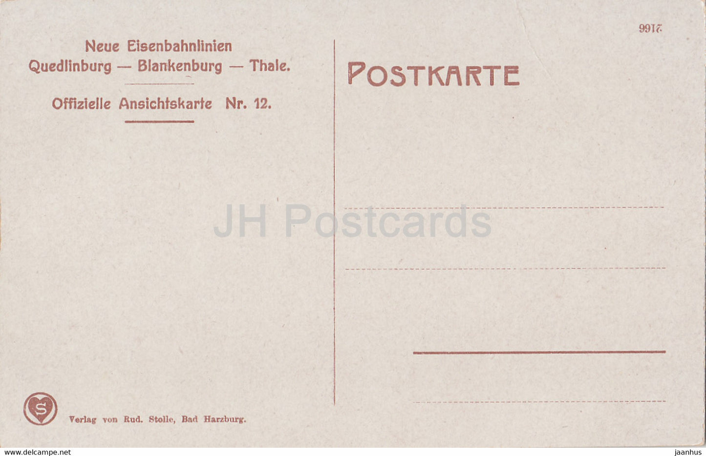 Hexentanzplatz vom Hirschgrund - Neue Eisenbahnlinien Quedlinburg Blankenburg Thale - 12 old postcard - Germany - unused