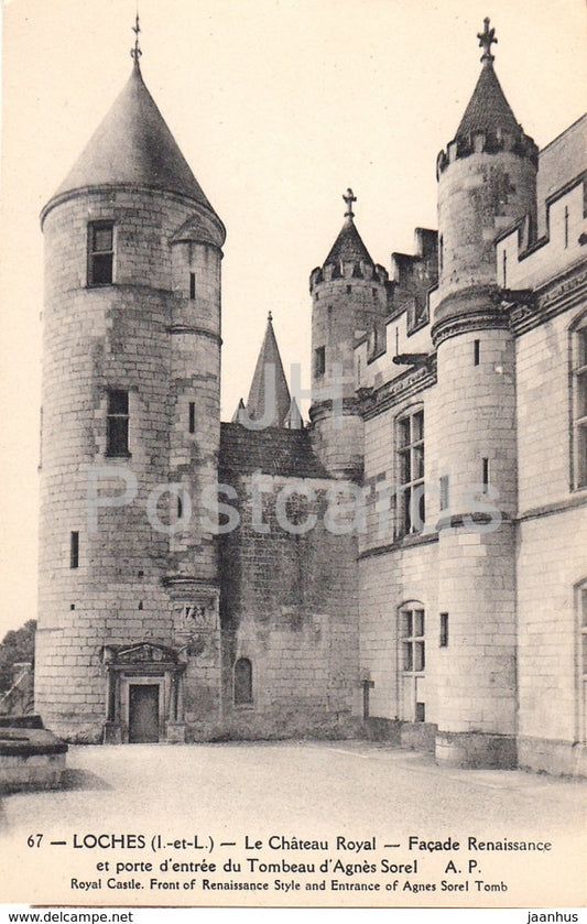 Loches - Le Chateau Royal - Facade Renaissance - castle - 67 - old postcard - France - unused - JH Postcards