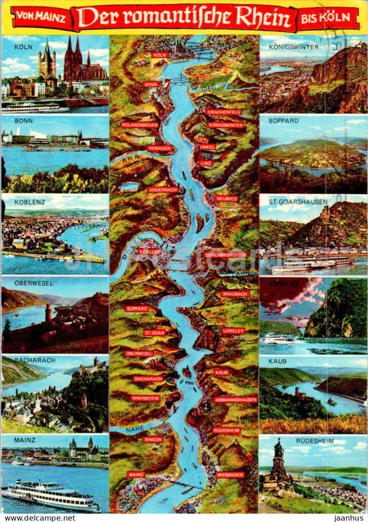 Der romantische Rhein - map - 36 - 1973 - Germany - used - JH Postcards