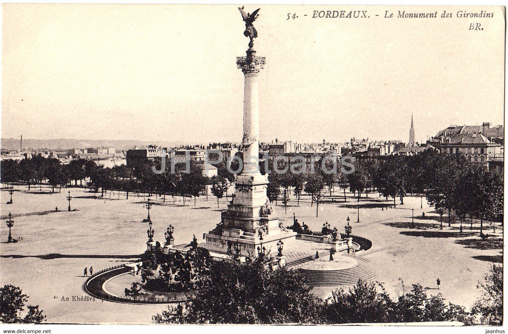 Bordeaux - Le Monument des Girondins - 54 - old postcard - France - unused - JH Postcards