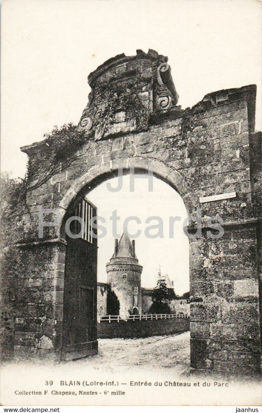 Blain - Entree du Chateau et du Parc - 39 - old postcard - France - unused - JH Postcards