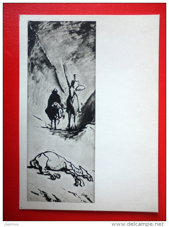illustration by H. Daumier - Sancho Panza - Don Quixote by Miguel de Cervantes - 1965 - Russia USSR - unused - JH Postcards