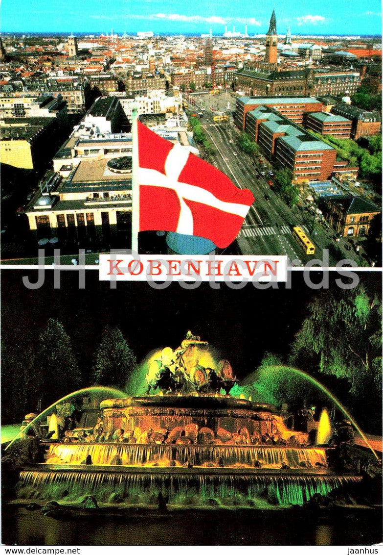 Copenhagen - fountain - street view - multiview - 207 - Denmark - unused - JH Postcards