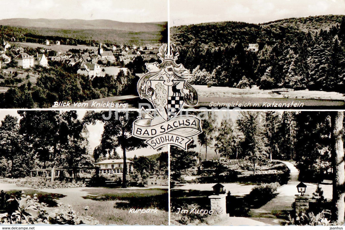 Gruss aus Bad Sachsa Sudharz - Knickberg - Kurpark - Schmelzteich m Katzenstein - 1962 - Germany - used - JH Postcards