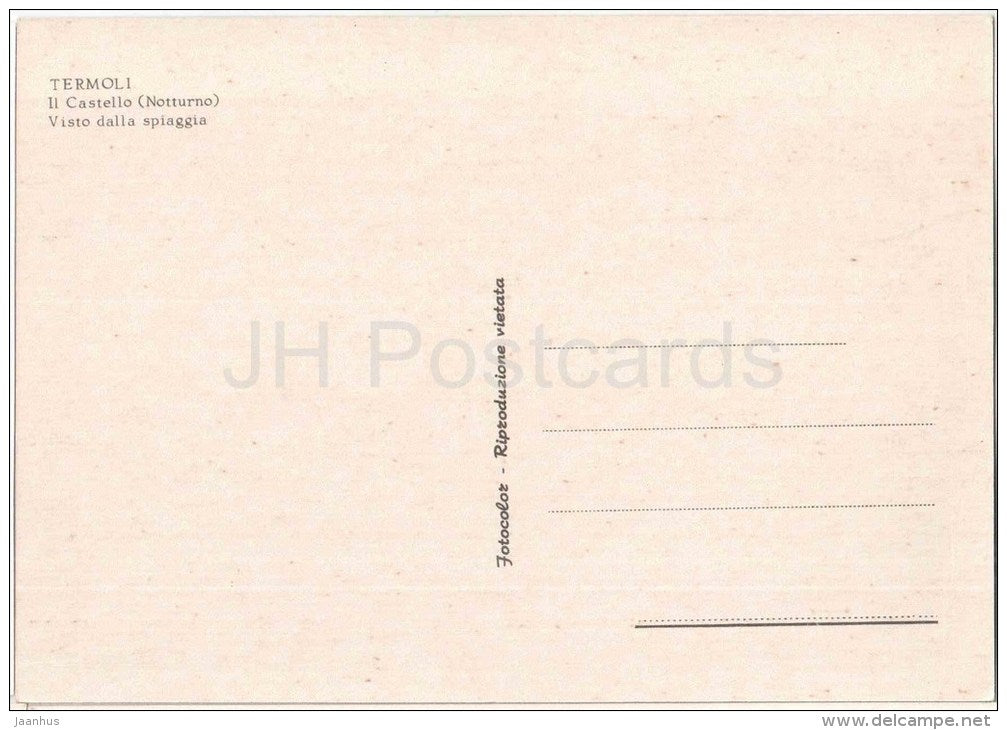 Il Castello (Notturno) - visto dalla spiaggia - castle - Termoli - Campobasso - Molise - Italia - Italy - unused - JH Postcards