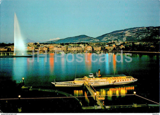 Geneva - Geneve - La Rade et le Jet d'Eau - Geneve la Nuit - 5520 - 1987 - Switzerland - used - JH Postcards
