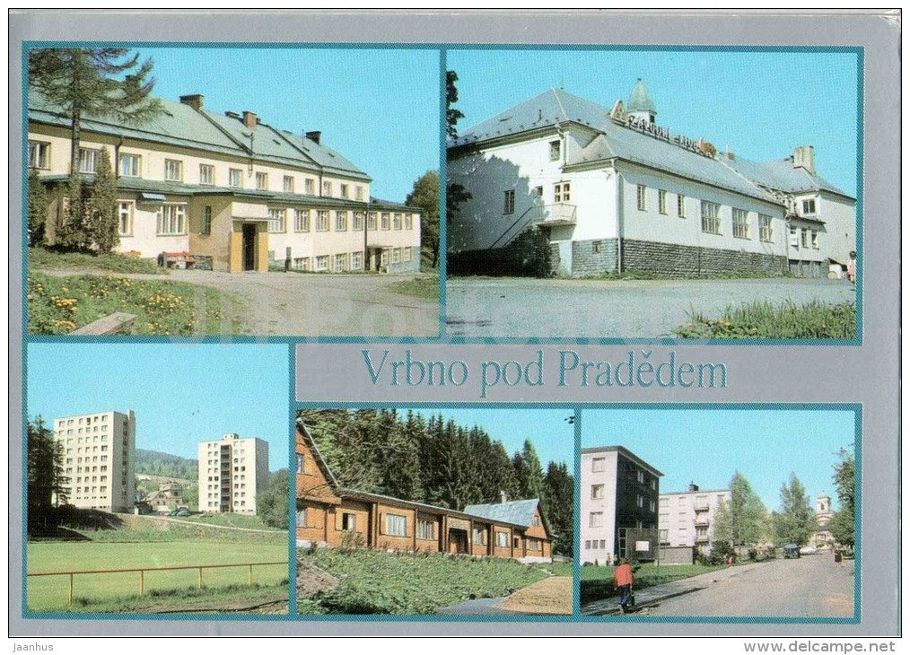 Vrbno pod Pradedem - town views - architecture - Czechoslovakia - Czech - unused - JH Postcards