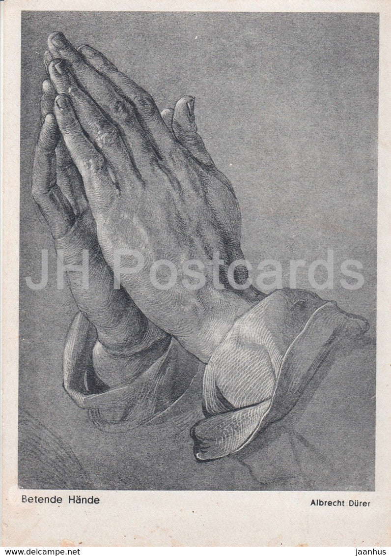 painting by Albrecht Durer - Betende Hande - praying hands - German art - old postcard - Germany - used - JH Postcards