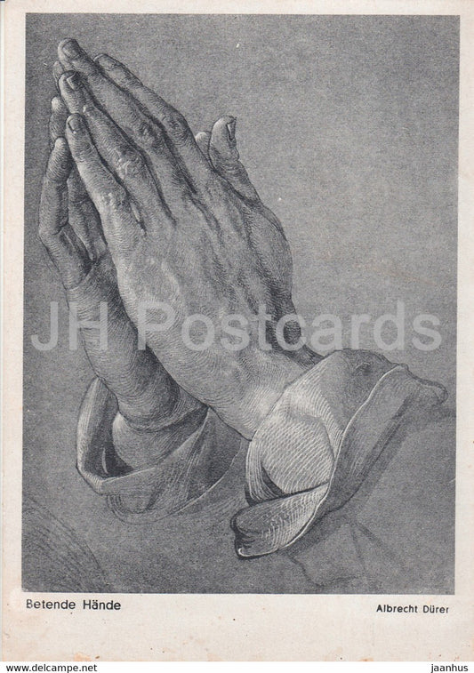painting by Albrecht Durer - Betende Hande - praying hands - German art - old postcard - Germany - used - JH Postcards