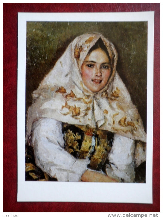 painting by V. Surikov , Siberian beauty 1891 - russian folk costumes - russian art - unused - JH Postcards