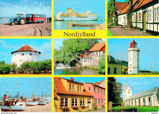 Nordjylland - ship - lighthouse - boat - multiview - Denmark - used - JH Postcards