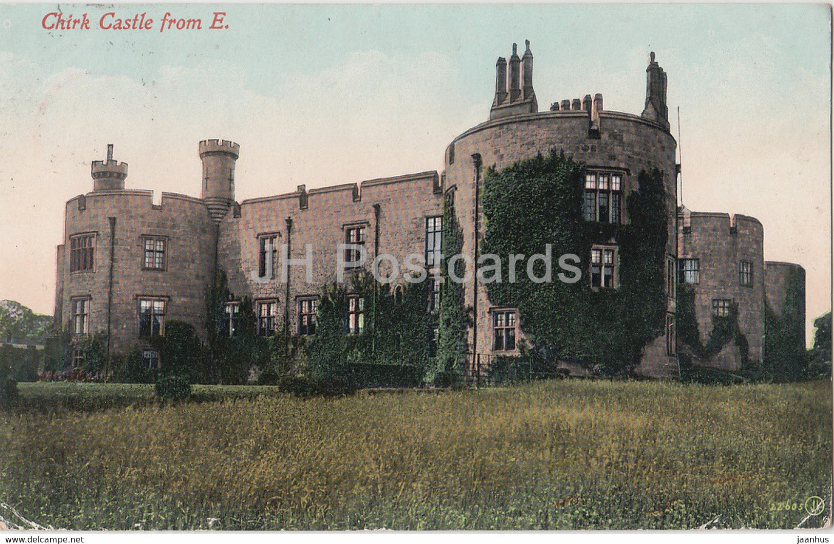 Chirk Castle from E - old postcard - 1910 - Wales - United Kingdom - used - JH Postcards