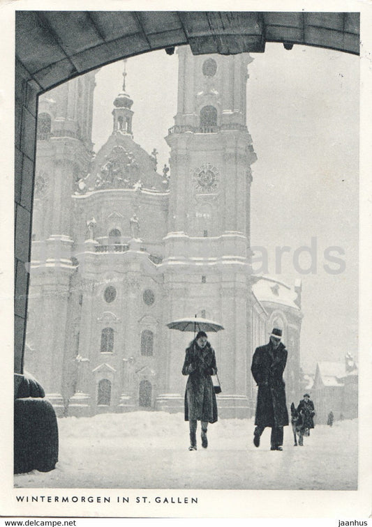 Wintermorgen in St Gallen - cathedral - 1965 - Switzerland - used - JH Postcards
