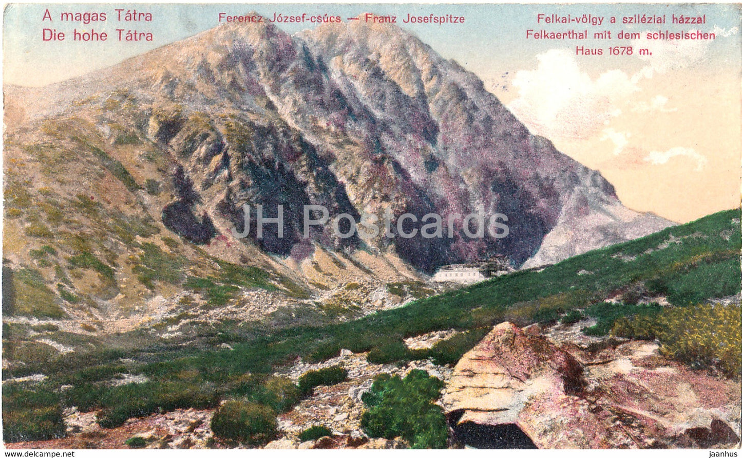 A Magas Tatra - Die Hohe Tatra - Ferencz Jozsef csucs - Franz Josepfspitse - old postcard - 1913 - Slovakia - used - JH Postcards