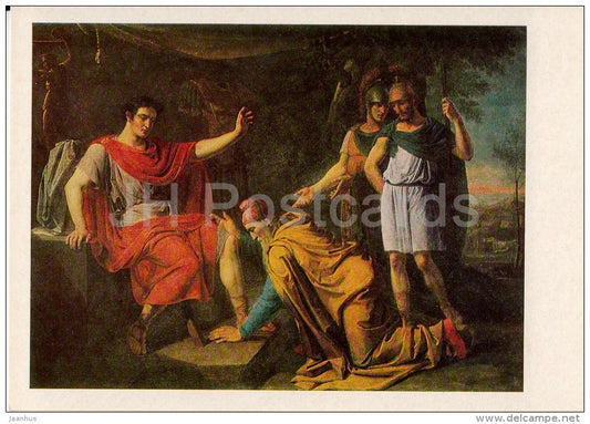 painting by A. Notbek - Priam asks Achilles body of his son Hector , 1824 - Russian art - Russia USSR - 1983 - unused - JH Postcards