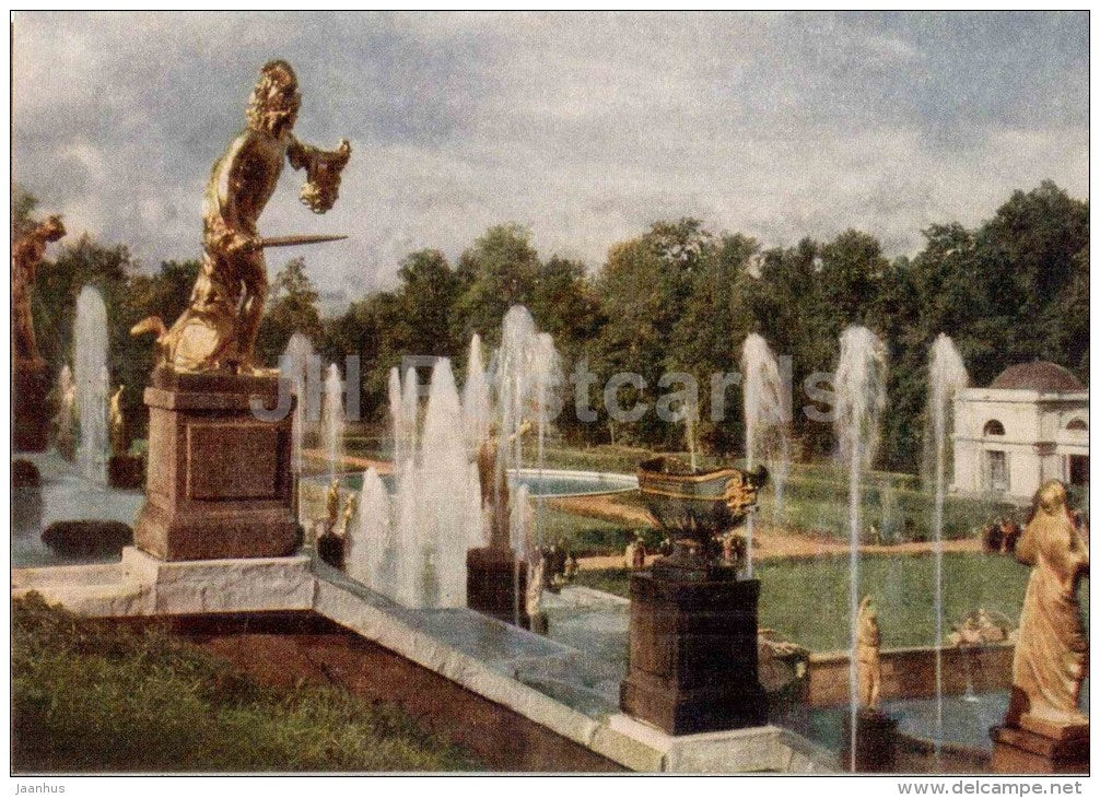 Great Cascade , fragment - fountains - Petrodvorets - 1956 - Russia USSR - unused - JH Postcards