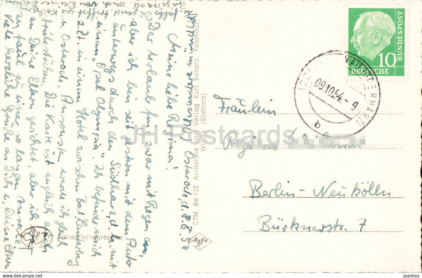 Luftkurort Wieda - Sudharz - Blick vom Fullenberg - carte postale ancienne - 1954 - Allemagne - utilisé