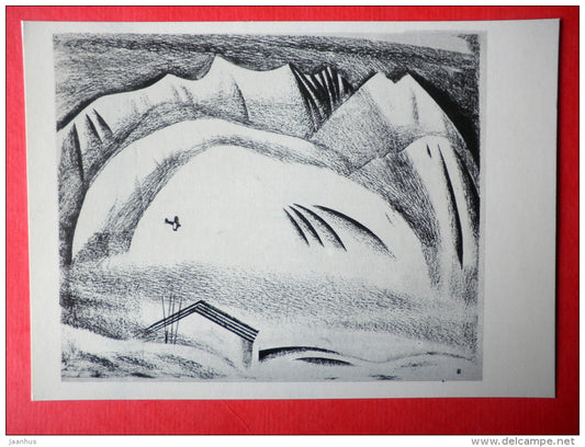 illustration by Vitaly Petrov - Summer Weather - Chukotka - airplane - 1977 - Russia USSR - unused - JH Postcards