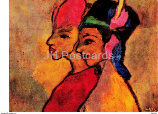 painting by Emil Nolde - Ferne Madchen - Girls from far away - German art - Germany - unused - JH Postcards