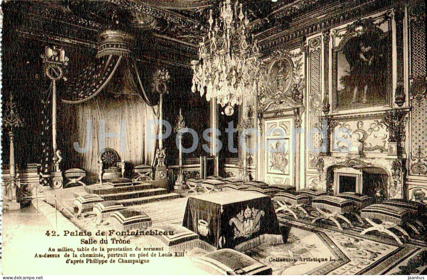 Palais de Fontainebleau - Salle du Trone - 42 - old postcard - France - unused - JH Postcards