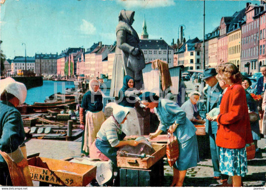Copenhagen - Kobenhavn - Gammel Strand - fish market - 77 - Denmark - used - JH Postcards