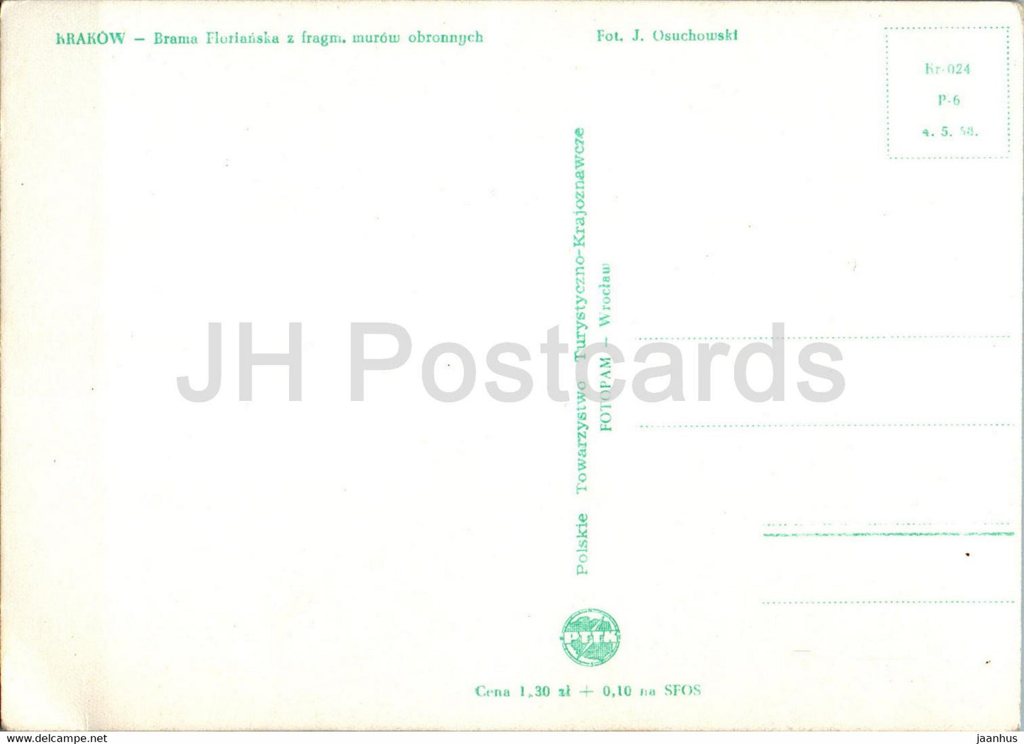 Cracovie - Brama Florianska z fragm murow obronnych - Porte Florianska - mur défensif - carte postale ancienne - Pologne - inutilisé