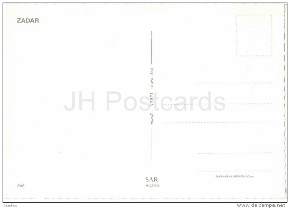 city view - Zadar - Vesti - 866 - Yugoslavia - Croatia - unused - JH Postcards