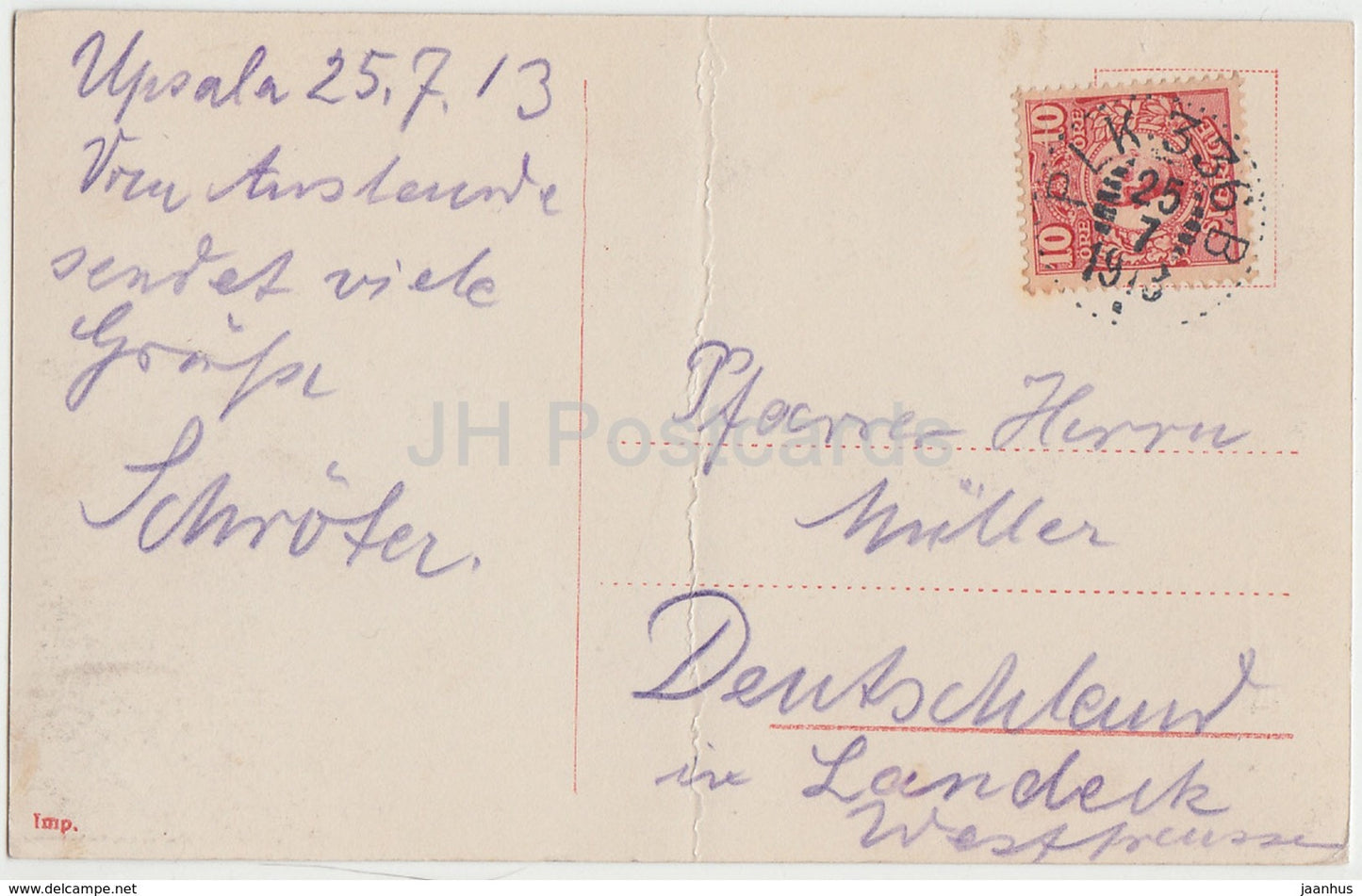 Upsala Universitetsbiblioteket – Codex Argenteus – alte Postkarte – 1913 – Schweden – gebraucht
