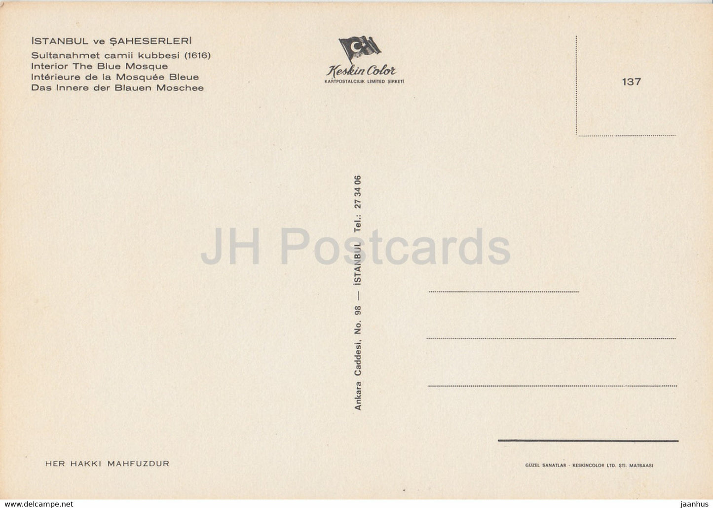 Istanbul - Intérieur de la Mosquée Bleue - 2 - Turquie - inutilisé