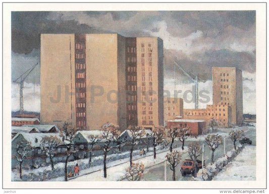 illustration by M. Sapozhnikov - Strezhevoy town - Tomsk oblast - 1987 - Russia USSR - unused - JH Postcards