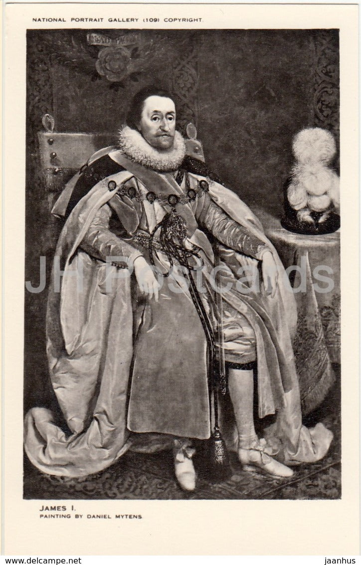 Painting by Daniel Mytens - King James I - National Portrait Gallery - english art - United Kingdom - England - used - JH Postcards