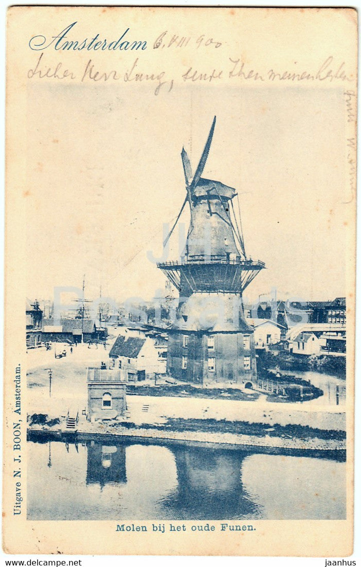 Amsterdam - Molen bij het oude Funen - windmill - old postcard - 1900 - Netherlands - used - JH Postcards