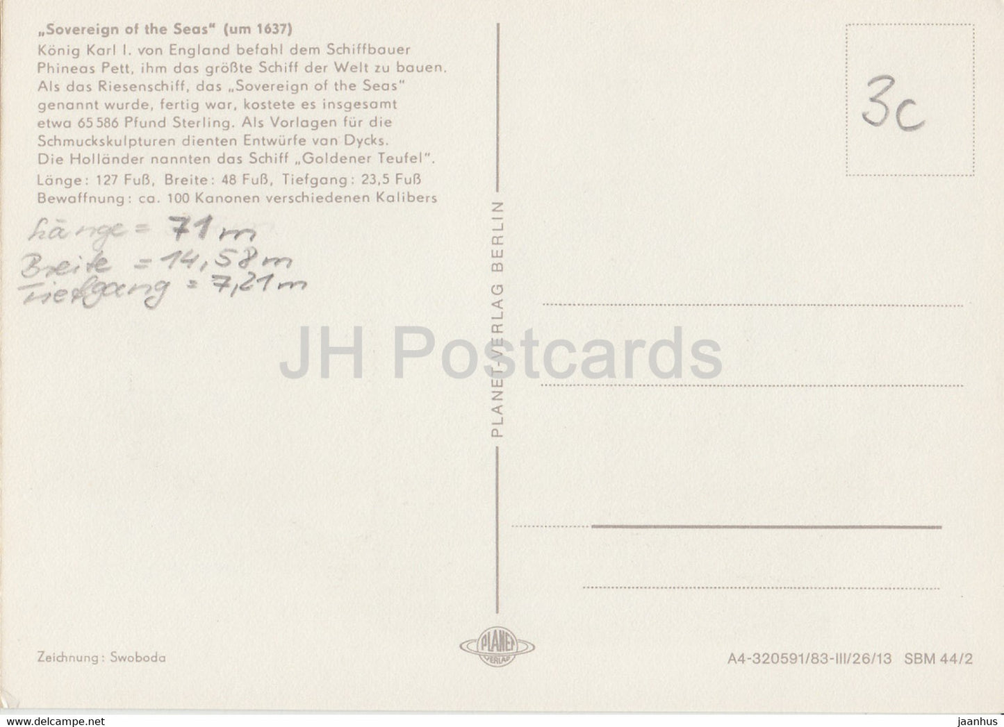 Sovereign of the Seas 1637 - Historische Schiffe - Historical Ships - DDR Germany - used