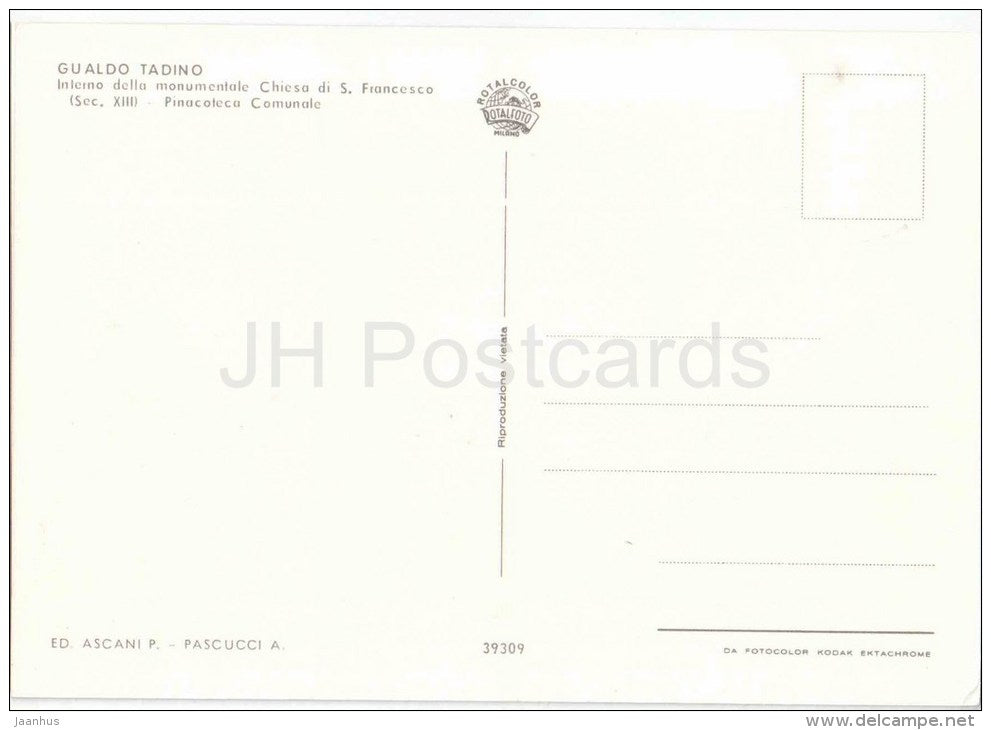 Interno della monumentale Chiesa di San Francesco - Inside the church - Gualdo Tadino - 39309 - Italia - Italy - unused - JH Postcards