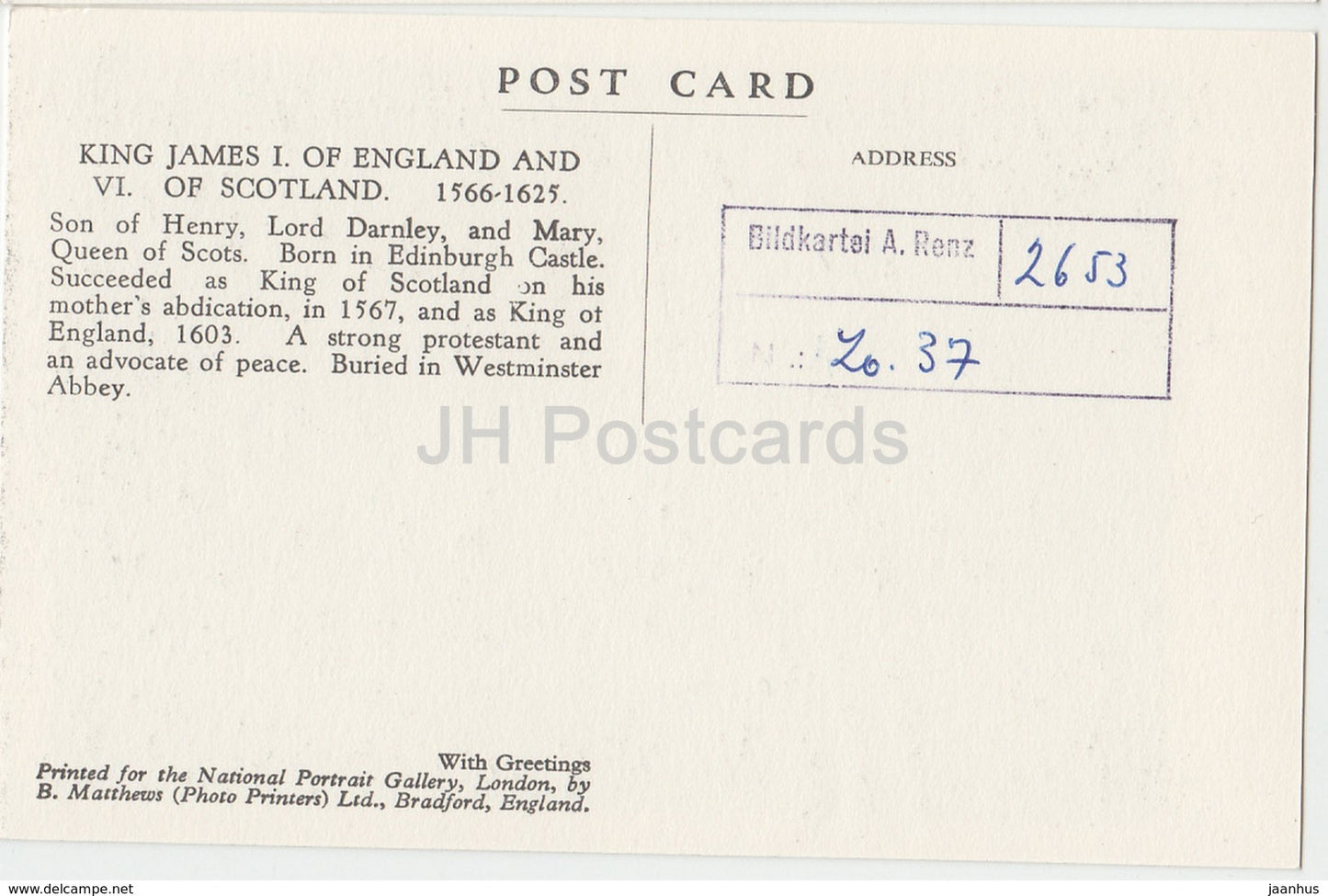 Painting by Daniel Mytens - King James I - National Portrait Gallery - english art - United Kingdom - England - used