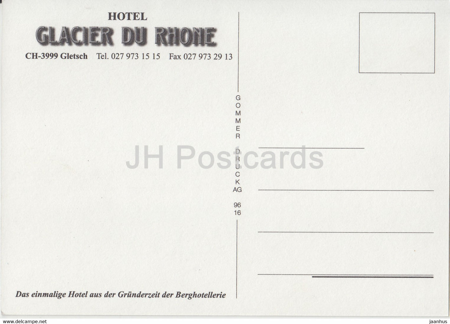 hôtel Glacier du Rhône - reproduction - Suisse - inutilisé