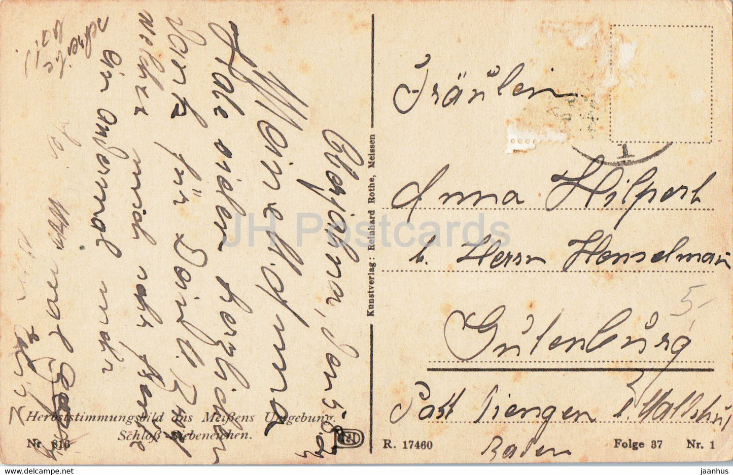 Herbststimmungsbild ans Meissens Umgebung - Schloss Siebeneichen - old postcard - Germany - used