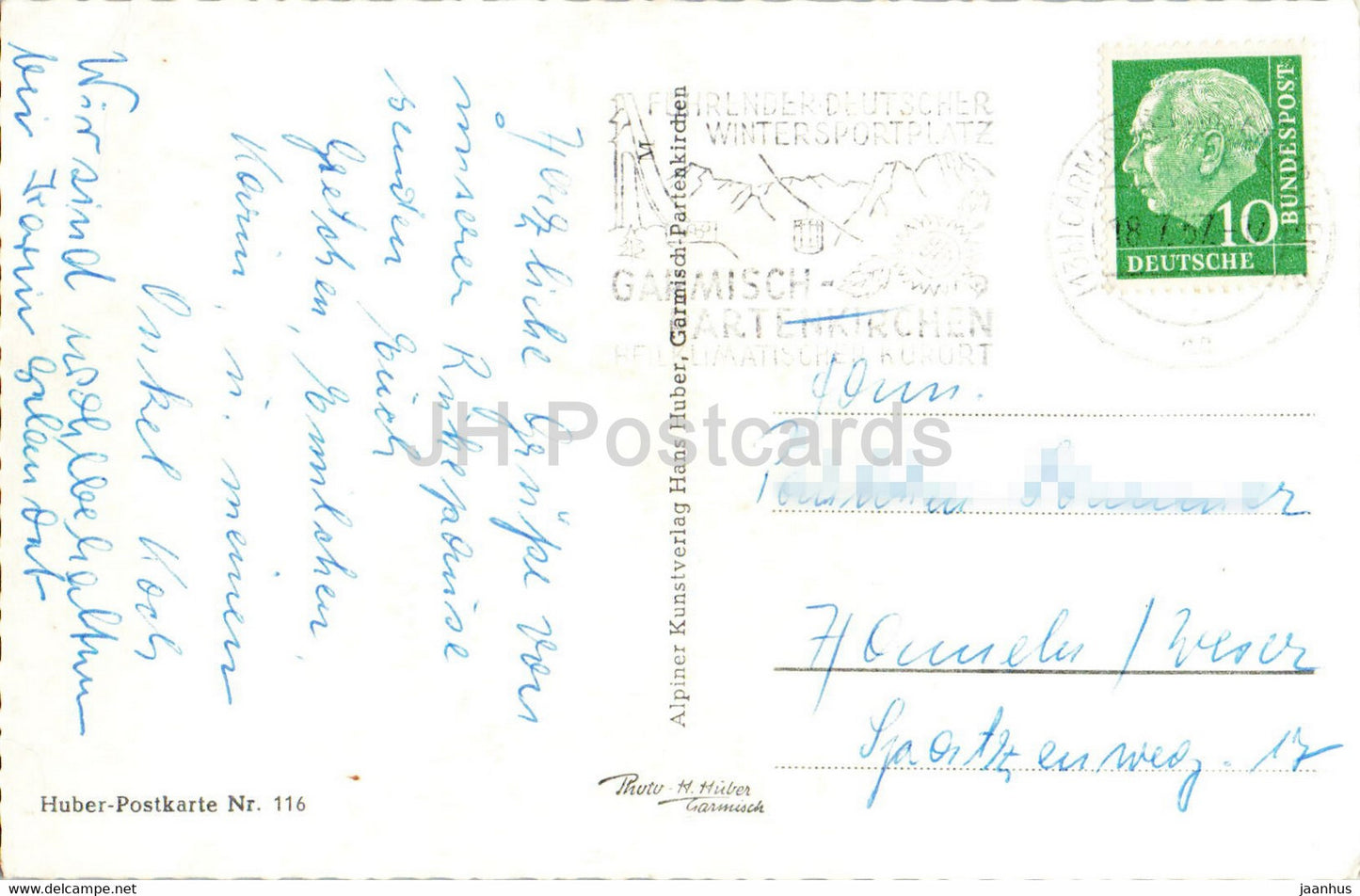 Gruss aus dem Zugspitzdorf Grainau - Eibsee - Badersee - Hollentalklamm - old postcard - 1957 - Germany - used