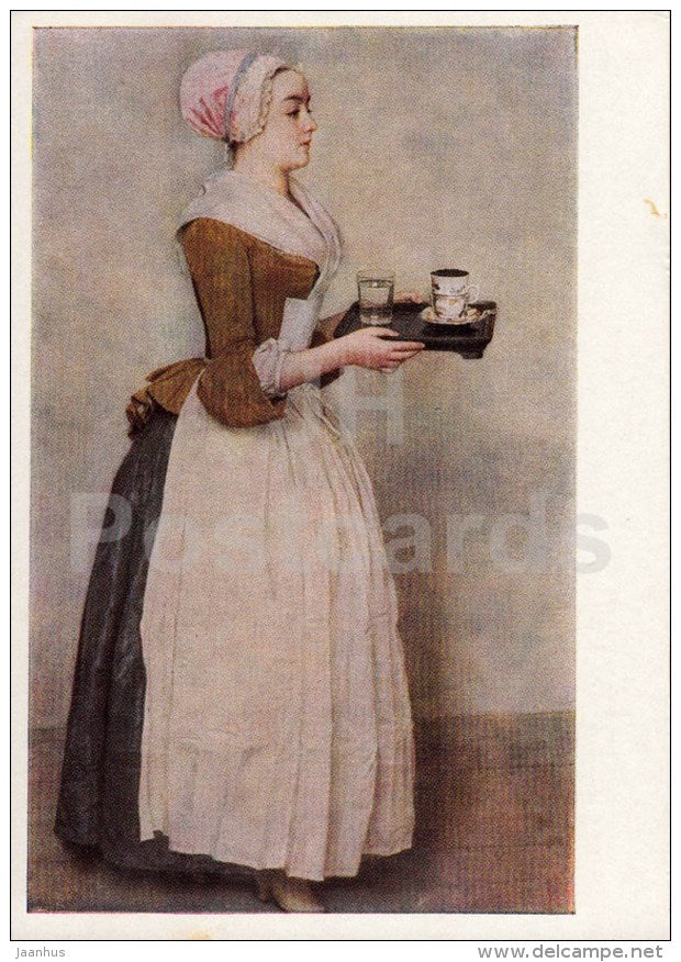painting by Jean-Etienne Liotard - Chocolate Girl , 1745 - French Art - 1961 - Russia USSR - unused - JH Postcards