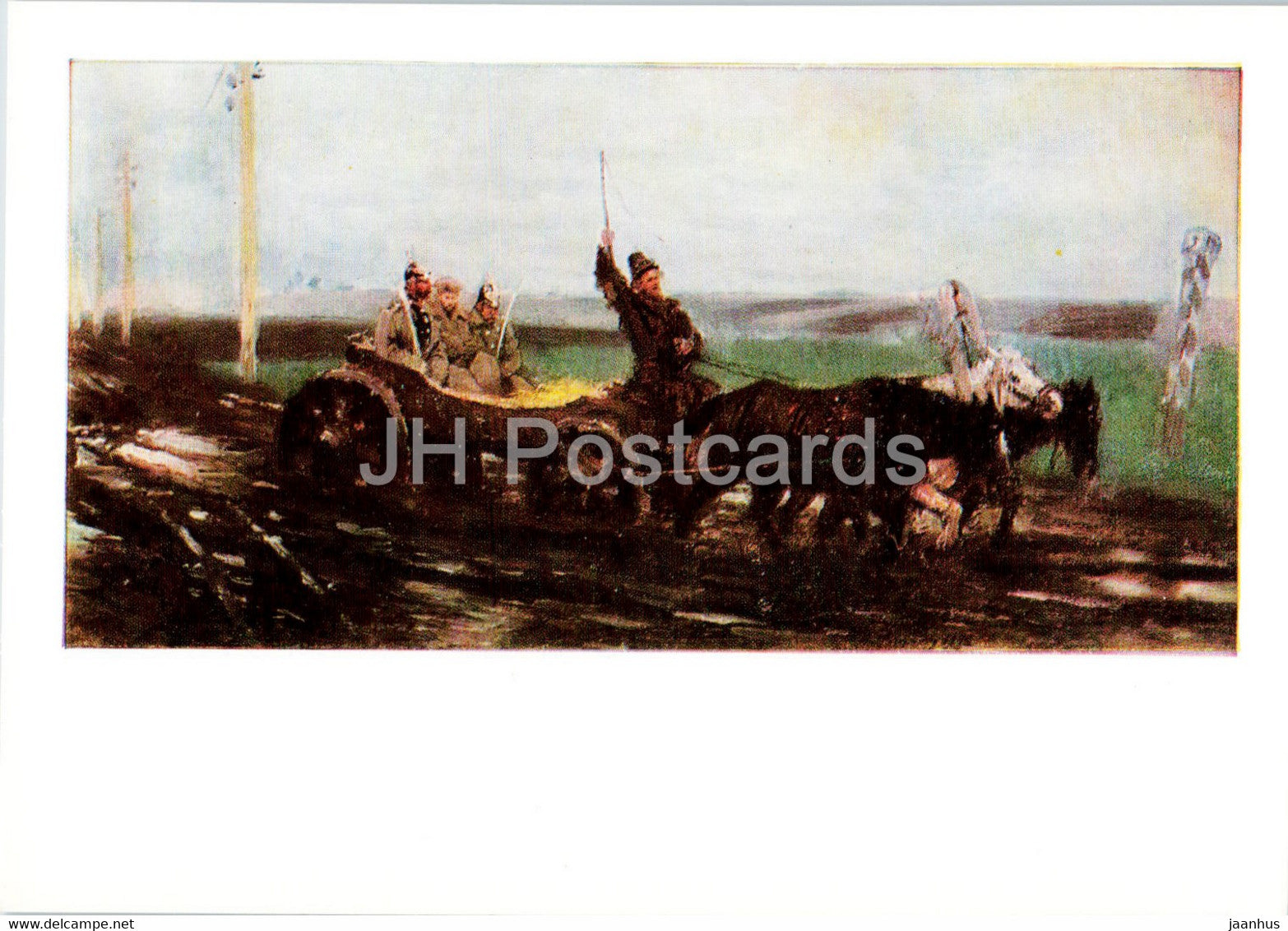 painting by Ilya Repin - Under escort On a dirty road - Russian art - 1985 - Russia USSR - unused - JH Postcards