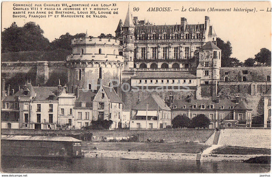 Amboise - Le Chateau - Monument Historique - castle - 84 - old postcard - France - unused - JH Postcards