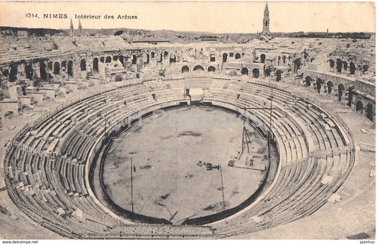 Nimes - Interieur des Arenes - anciet world - old postcard - 1908 - France - used