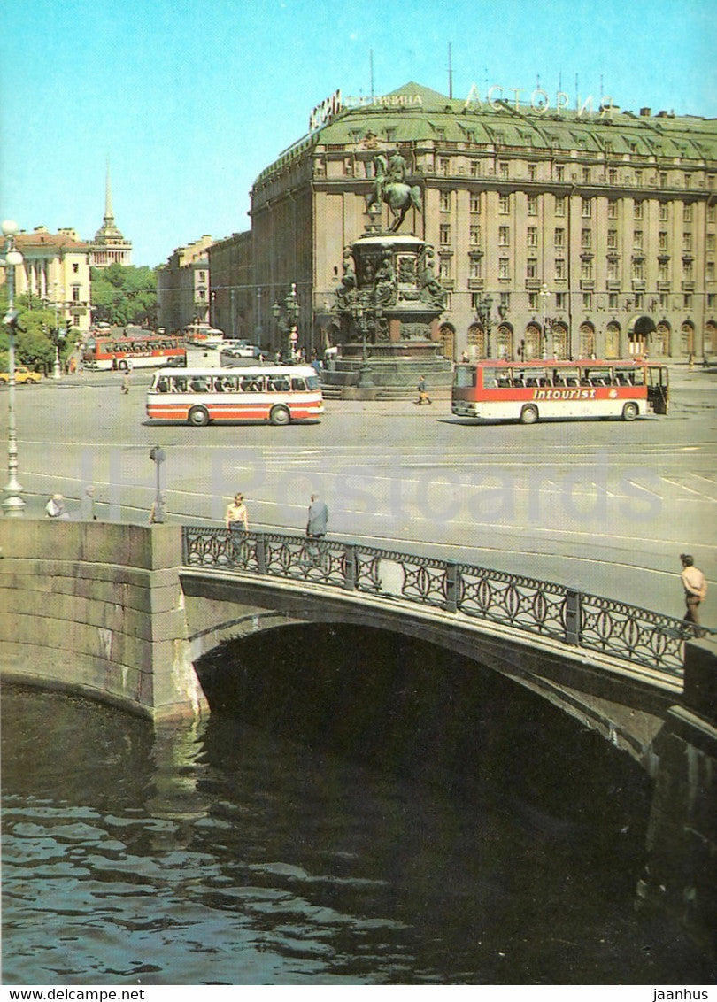Leningrad - St Petersburg - hotel Astoria - bus Ikarus - postal stationery - 1985 - Russia USSR - unused - JH Postcards