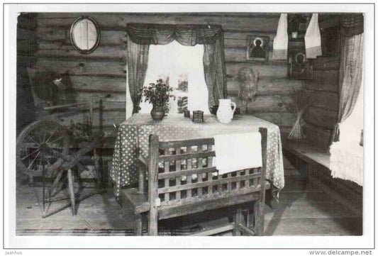 Nanny`s House 2 - iconostasis - spinning wheel - Mikhaylovskoye Museum Reserve - 1988 - Russia USSR - unused - JH Postcards