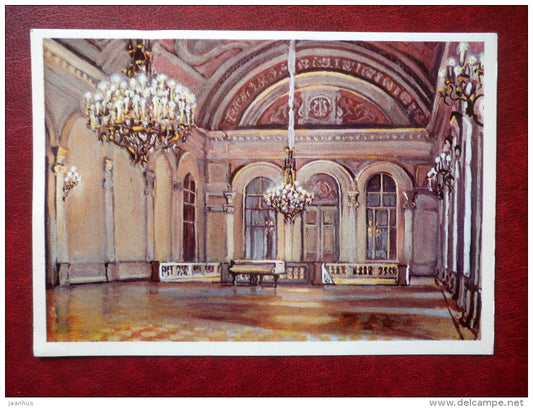painting by A. Tsesevich , the main foyer - Bolshoi Theatre, Moscow - russian art - unused - JH Postcards