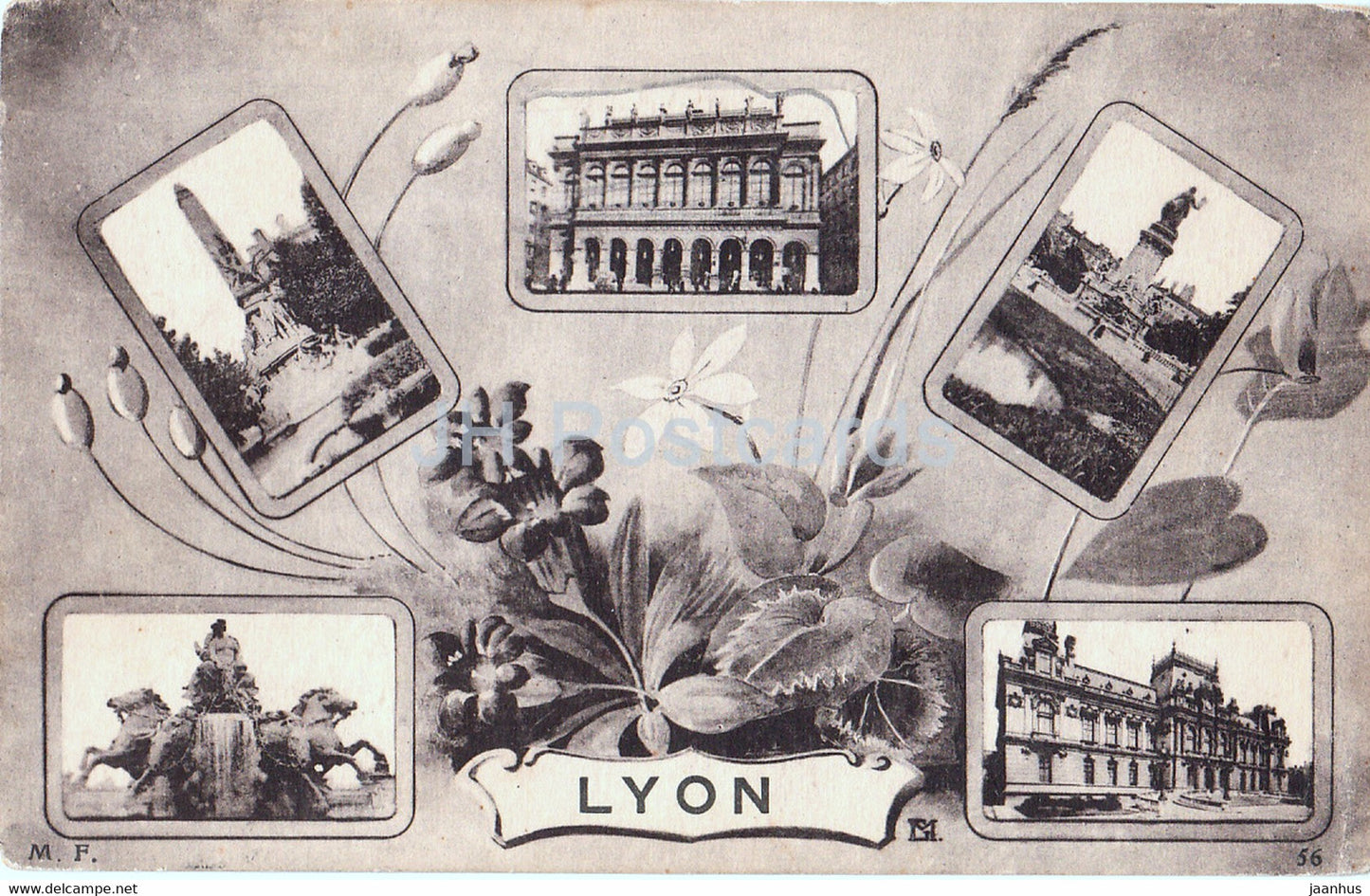 Lyon - 56 - multiview - M F - old postcard - France - used - JH Postcards