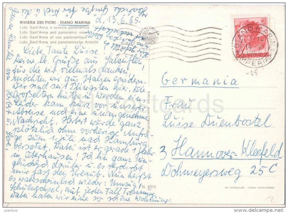 Lido Sant´Anna - spiaggia - beach - Riviera dei Fiori - Diano Marina - Savona - Liguria - 6310 - Italia - Italy - - JH Postcards